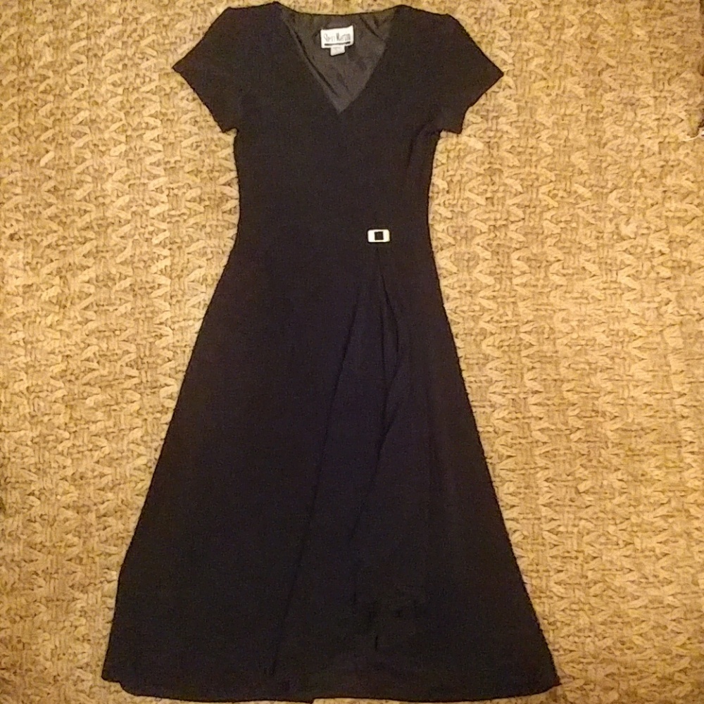 Vintage black gold buckle dress - Picture 1 of 4